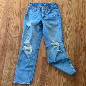 Old Navy Women's Ripped Straight Leg Jeans  High Rise OG Loose m Fit